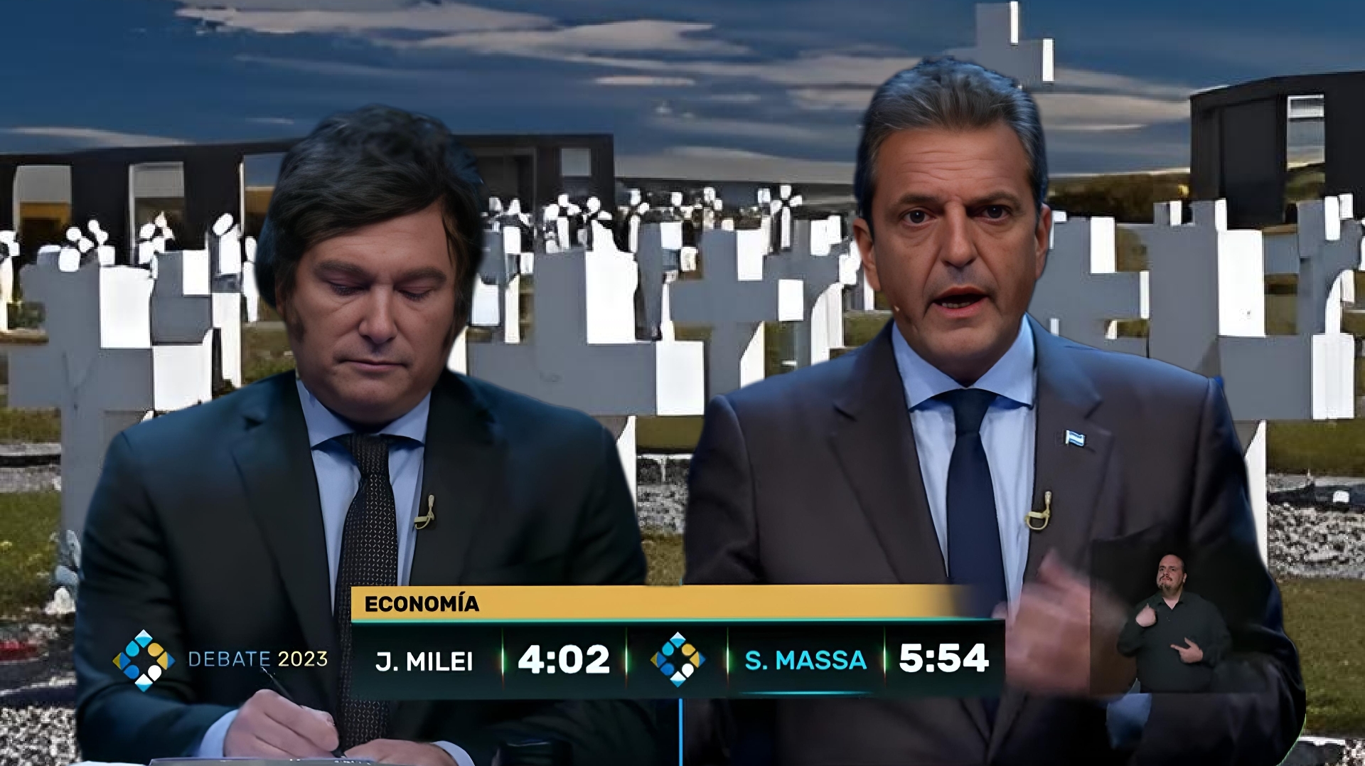 El-Argentino-Debate Presidencial-Islas Malvinas-Sergio Massa-Javier Milei.