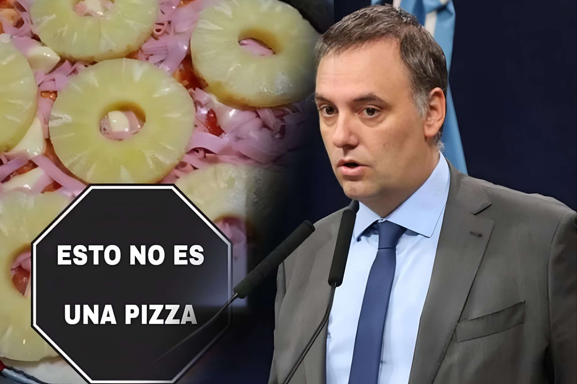 El Argentino Diario-Del gas pimienta a la pizza con ananá: El gobierno que reprime jubilados y Manuel Adorni debate sobre pizza.