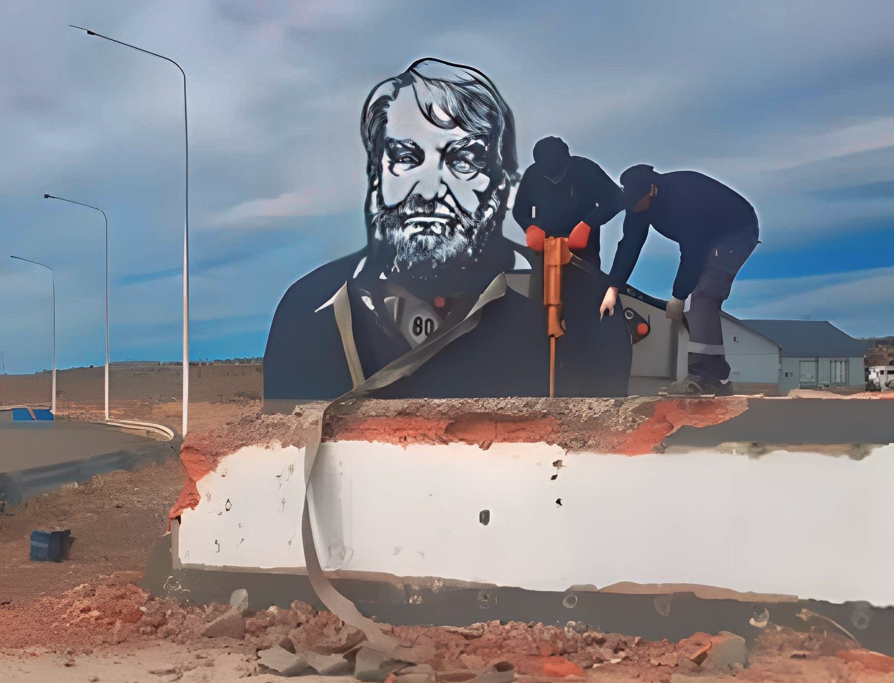 El Argentino Diario-Monumento de Osvaldo Bayer destruido por Vialidad.