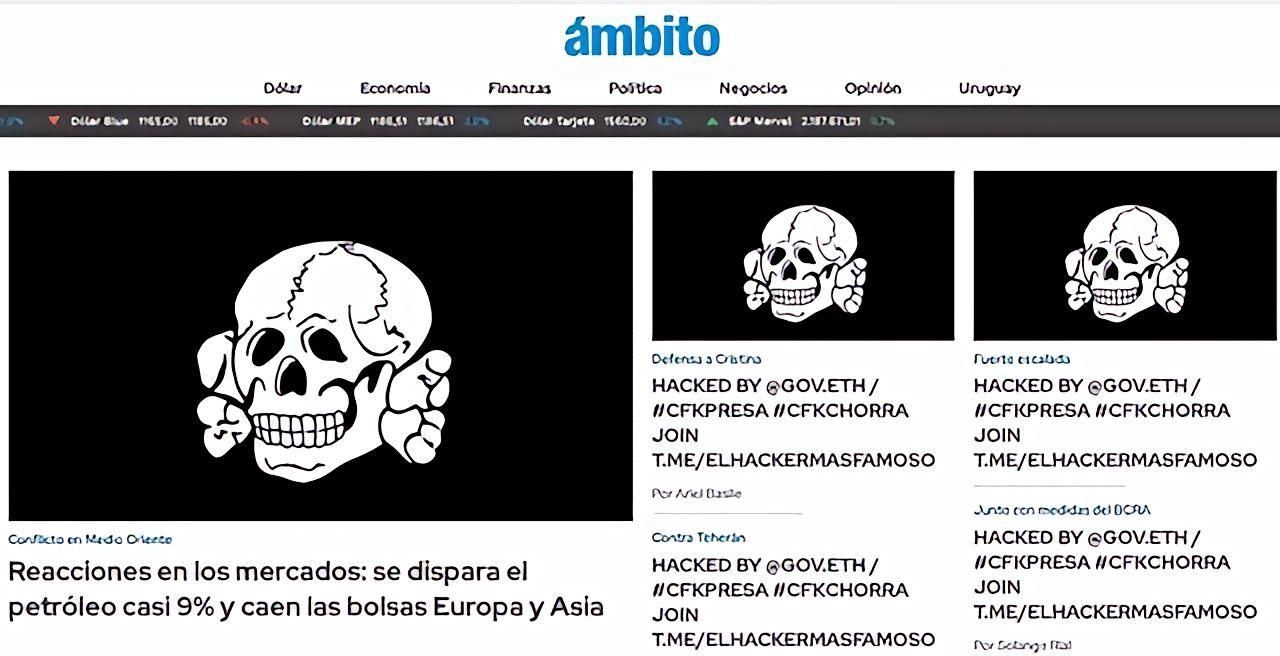 El Argentino diario-Hackeo a Ámbito Financiero.
