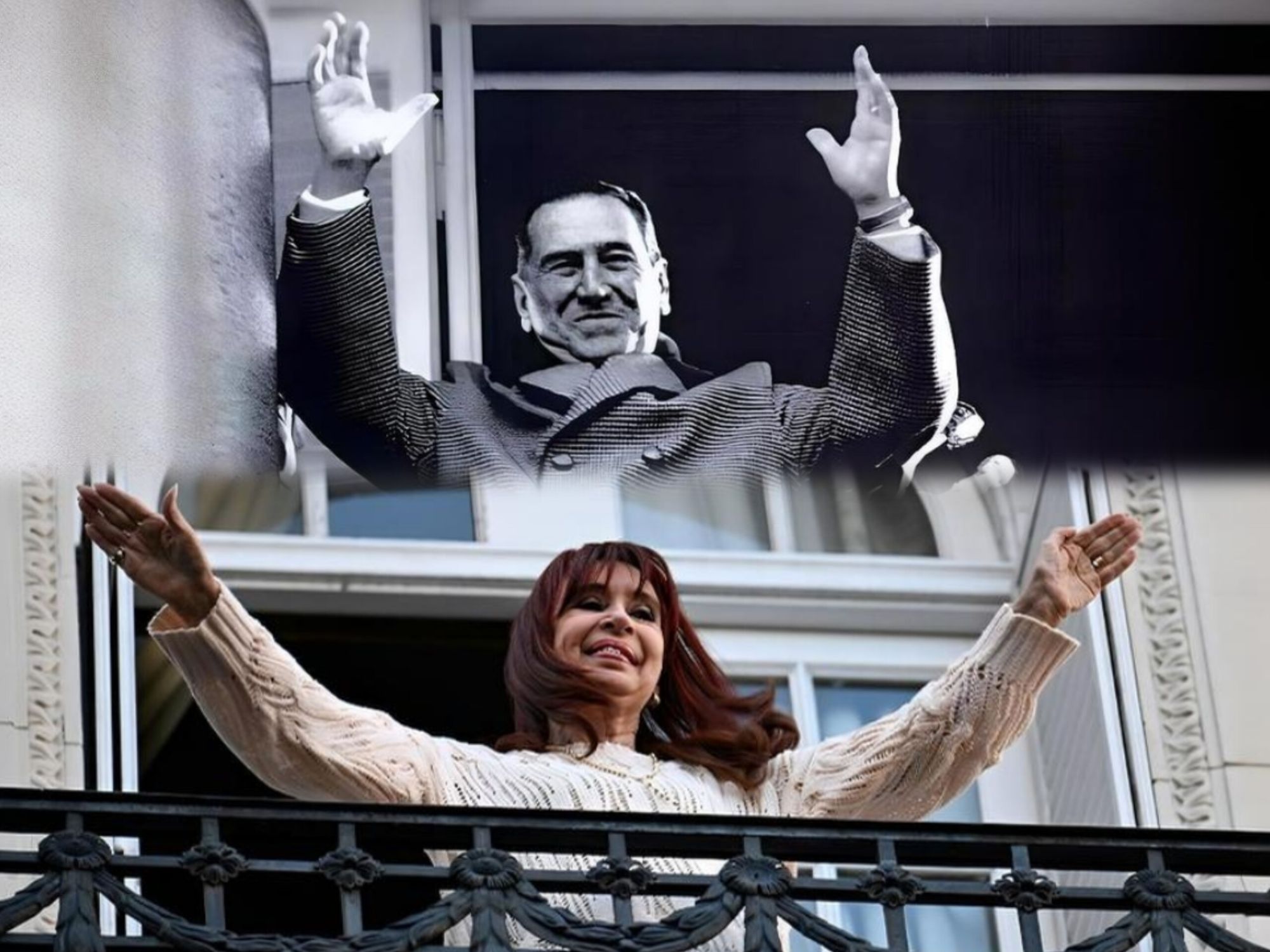 El Argentino Diario-Perón en el balcón-Cristina en el balcón.