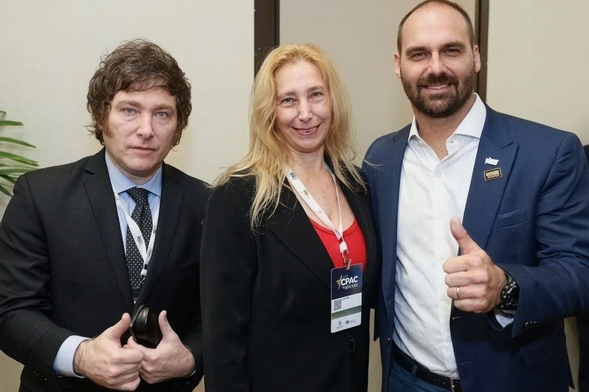 El Argentino Diario-Javier Milei-Karina Milei-Eduardo Bolsonaro.