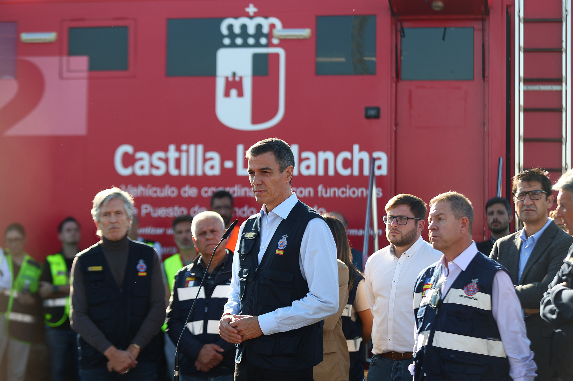 Pedro Sánchez en el lugar del choque de trenes en Urda, Toledo